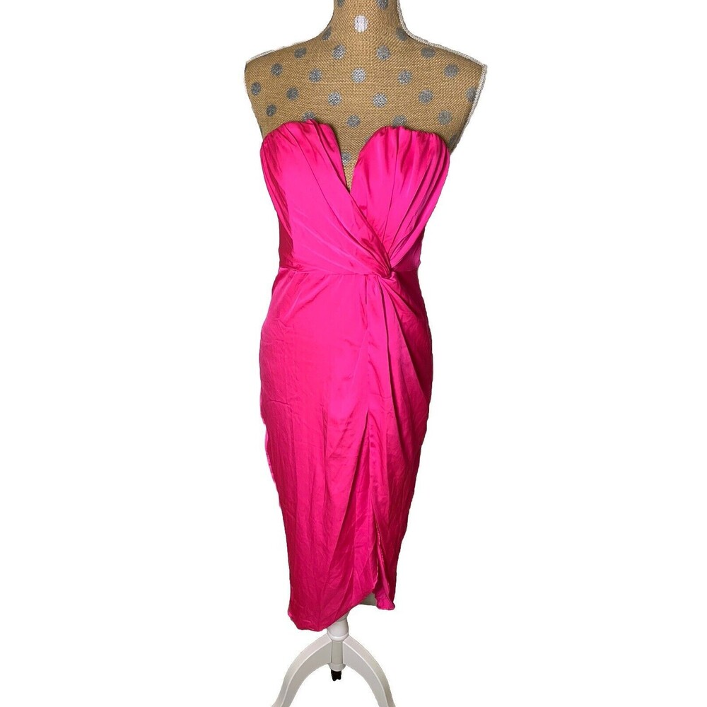 Do+Be Womens Pink Wrap Strapless Cocktail Party Dress medium Barbie Sexy Brunch